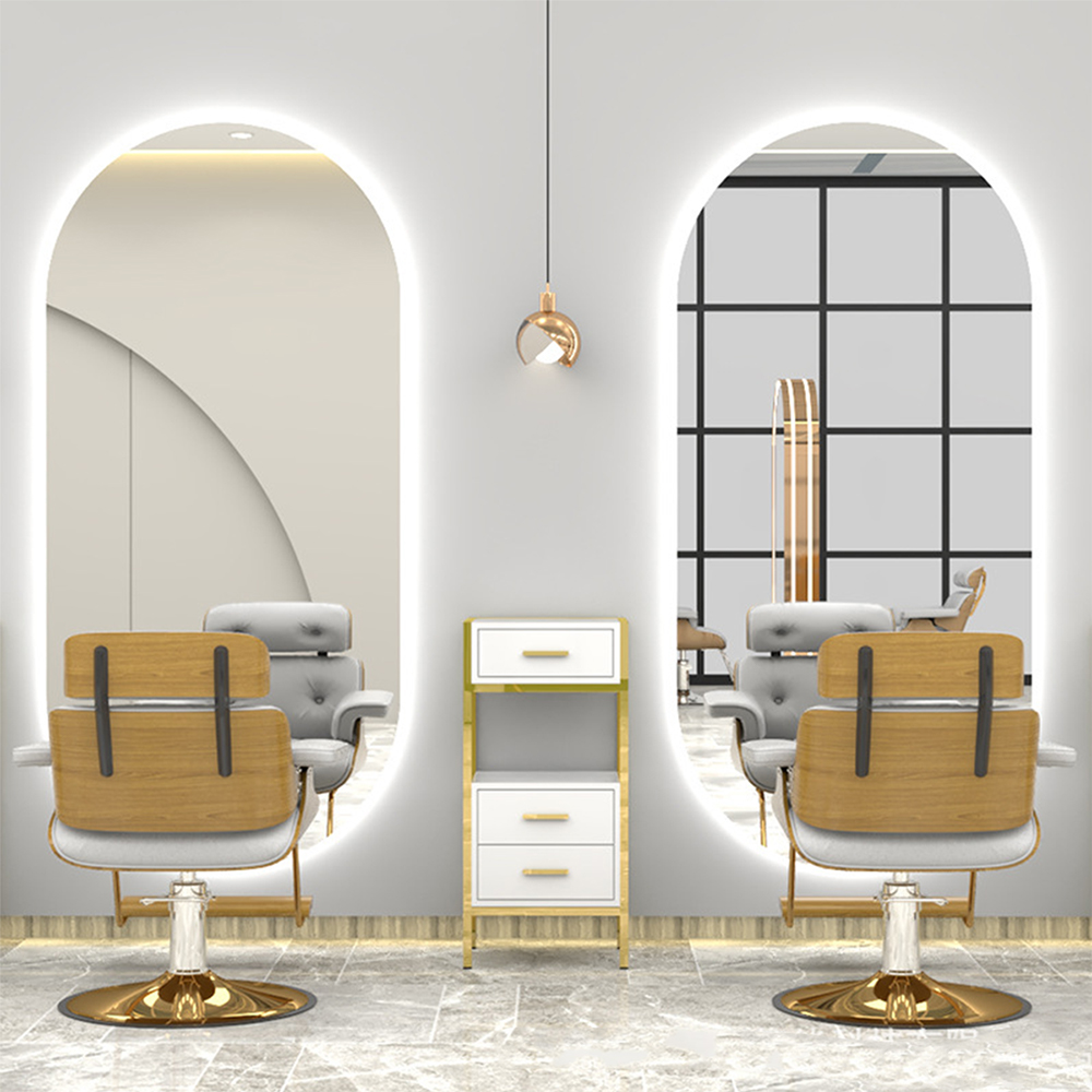 مرآة بدون إطار 9round Mirror مرآة داخلية بدون إطار لكامل الجسم مرآة مثبتة على الحائط LED ضوء مرآة