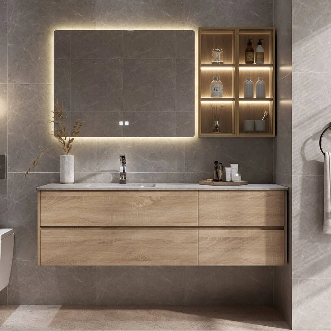 مصنع مخصص رخيصة الحمام الغرور مجموعة LED للماء خشبية الحمام مجلس الوزراء LED مرآة الذكية مجلس الوزراء