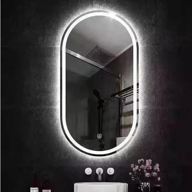 مرايا دائرية على شكل قوس صيني لدائرة المرحاض ديكور حائط كبير كامل الطول ملصقات حائط في الحمام مع مرآة زينة بإضاءة ليد