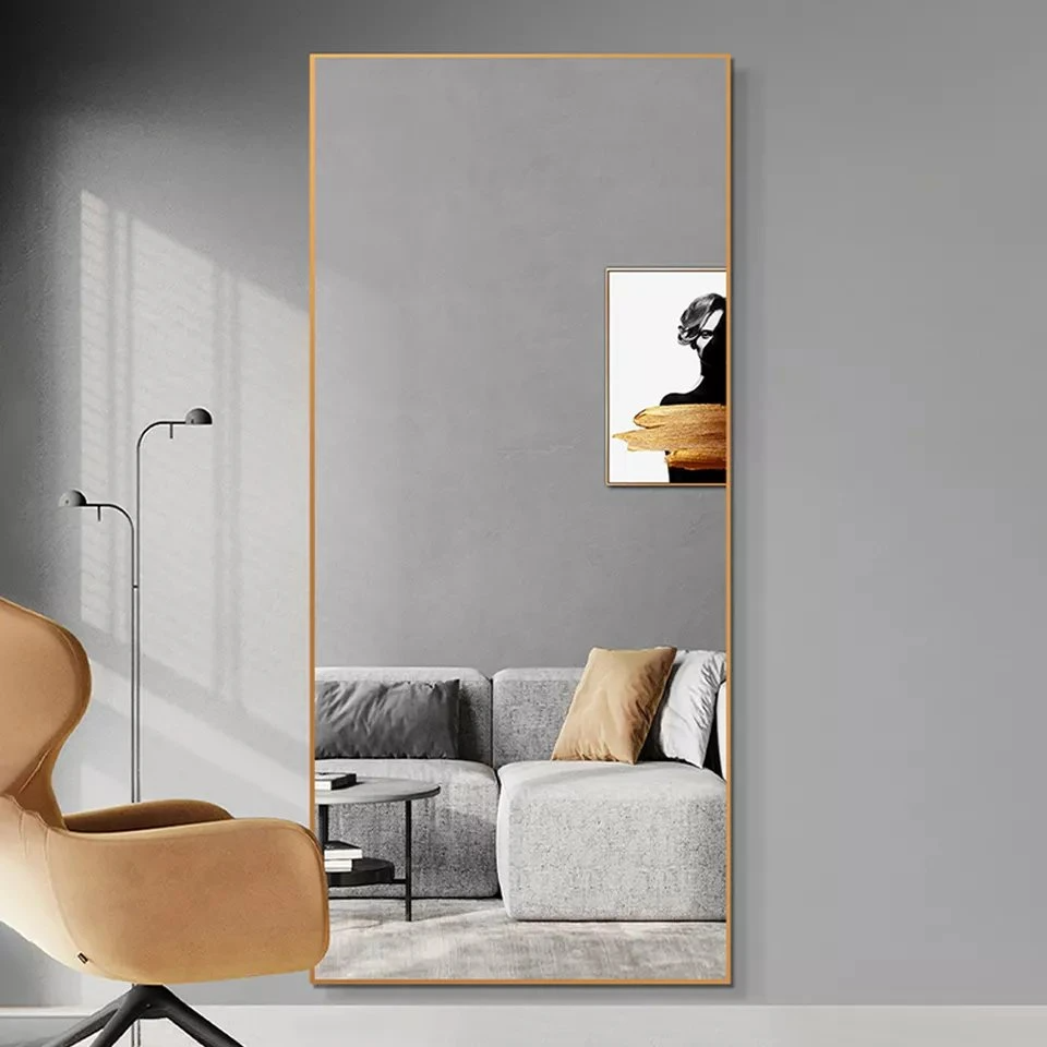 Art Home Hotel Decor جولة متعددة الأشكال من الألومنيوم إطار خشبي خشبي 40 سم 50 سم مرآة حائط