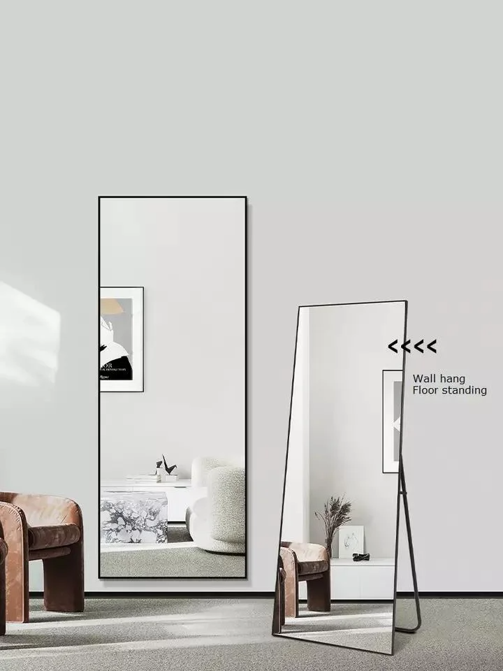 Art Home Hotel Decor جولة متعددة الأشكال من الألومنيوم إطار خشبي خشبي 40 سم 50 سم مرآة حائط