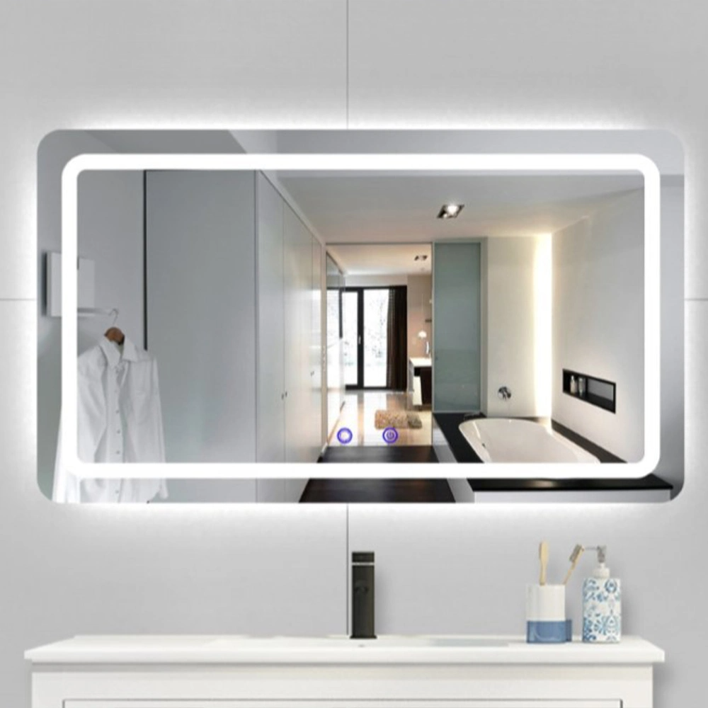 فندق Factory Hotel كبير مستطيل يعمل باللمس الخلفية الذكية LED ضوء مضاء مرآة حائط الحمام