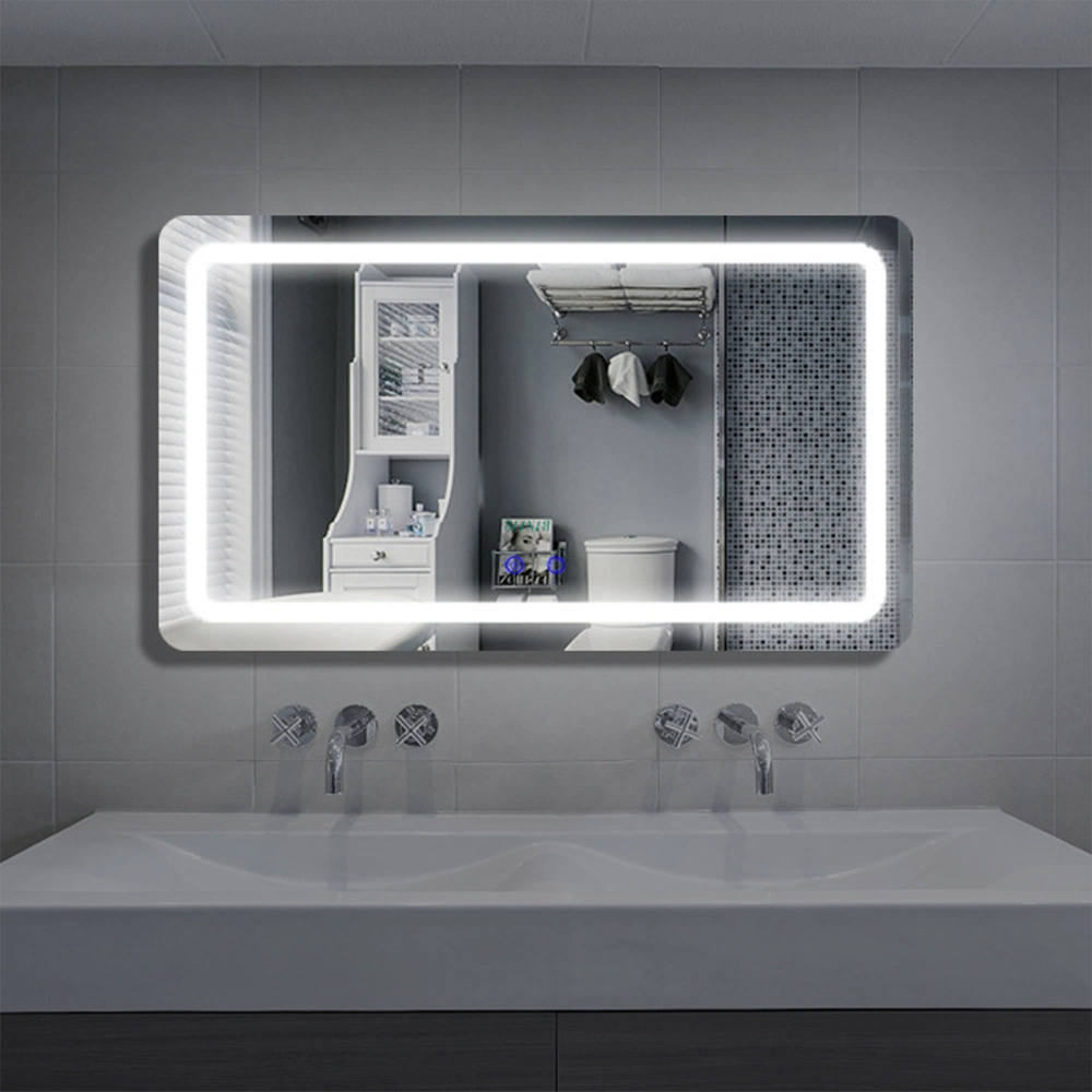 فندق Factory Hotel كبير مستطيل يعمل باللمس الخلفية الذكية LED ضوء مضاء مرآة حائط الحمام
